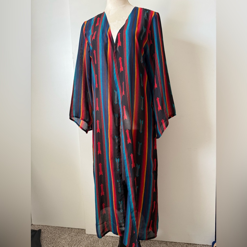 Wrangler Small Arrow Striped Duster Cardigan Long Southwestern